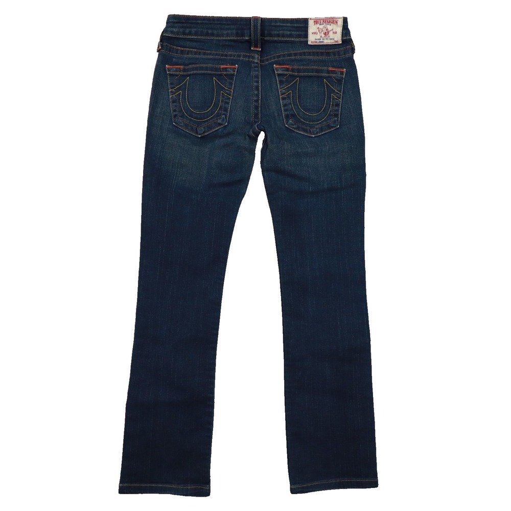 True Religion Johnny Straight Jeans Women's 28 Blue Dark Wash Fit 30x29.5 Y2K